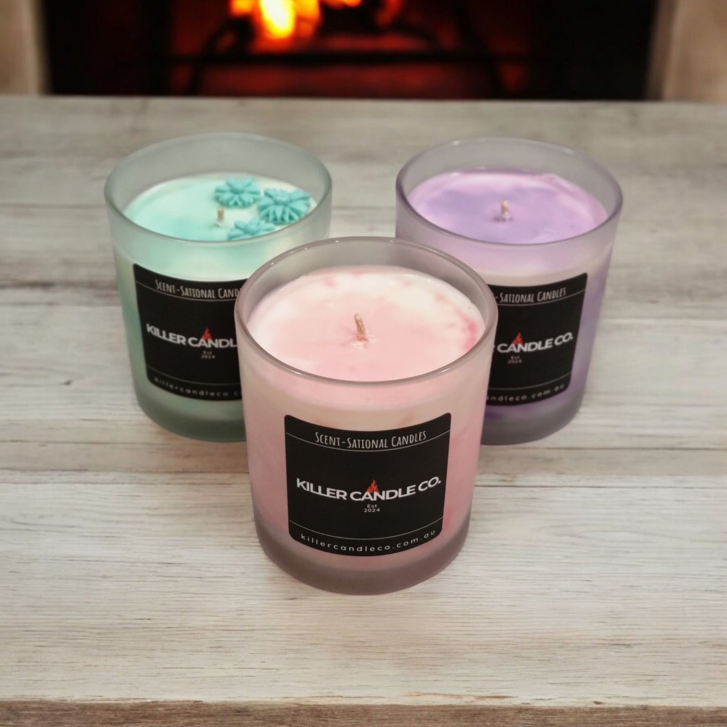 Fancy Coloured Marble Candles – Pink, Blue & Purple – Elegant Home Decor and Unique Gifts