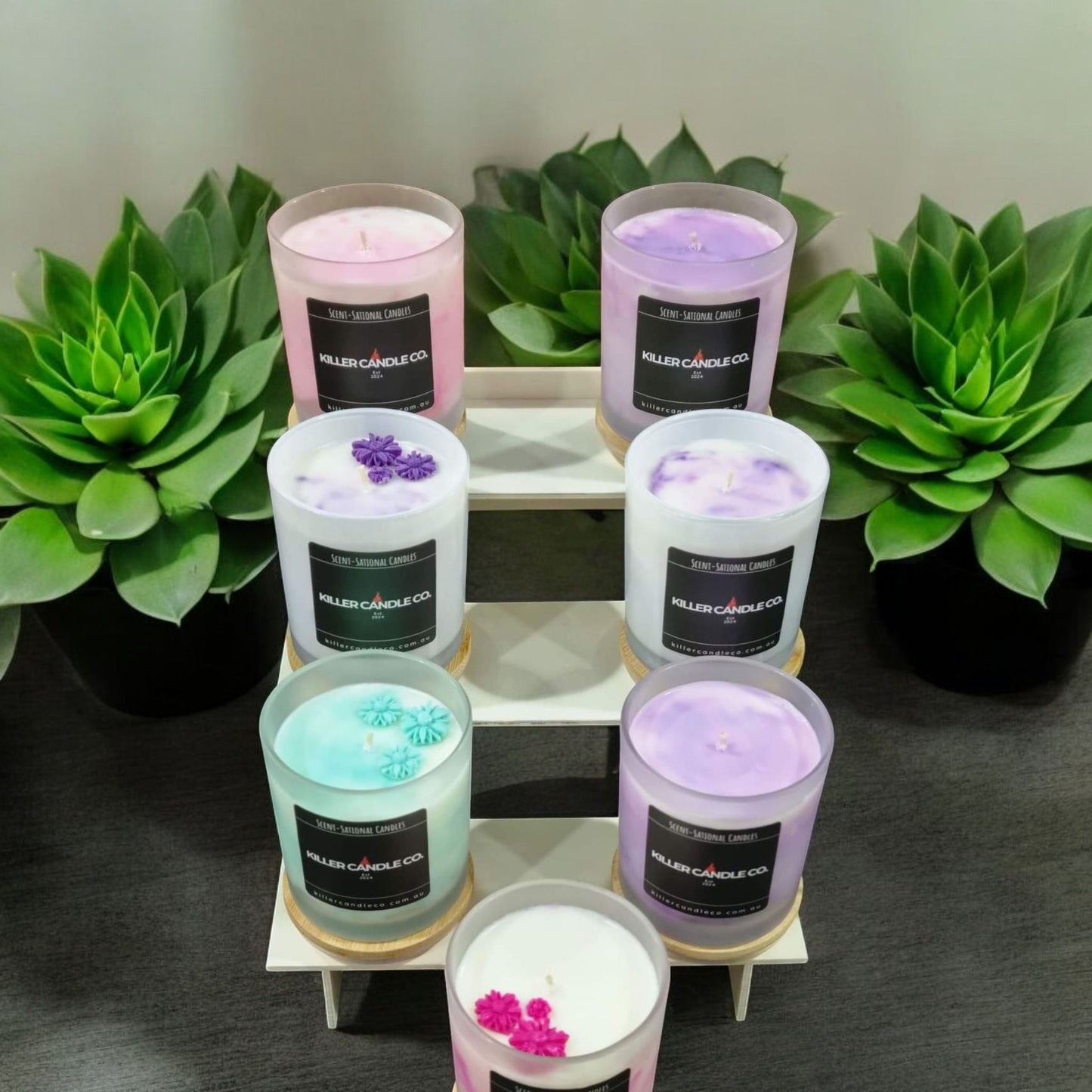 Fancy Coloured Marble Candles – Pink, Blue & Purple – Elegant Home Decor and Unique Gifts