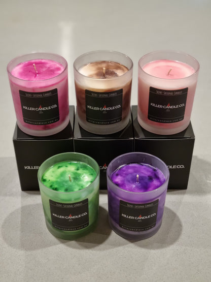 Fancy Coloured Marble Candles – Pink, Blue & Purple – Elegant Home Decor and Unique Gifts