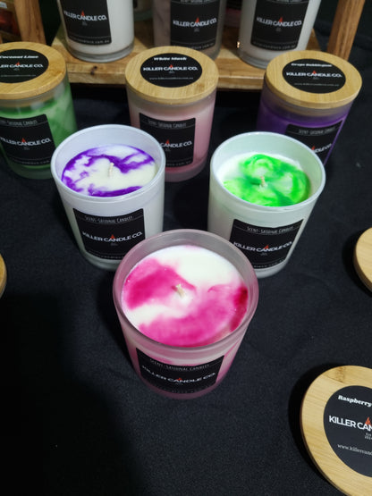 Fancy Coloured Marble Candles – Pink, Blue & Purple – Elegant Home Decor and Unique Gifts